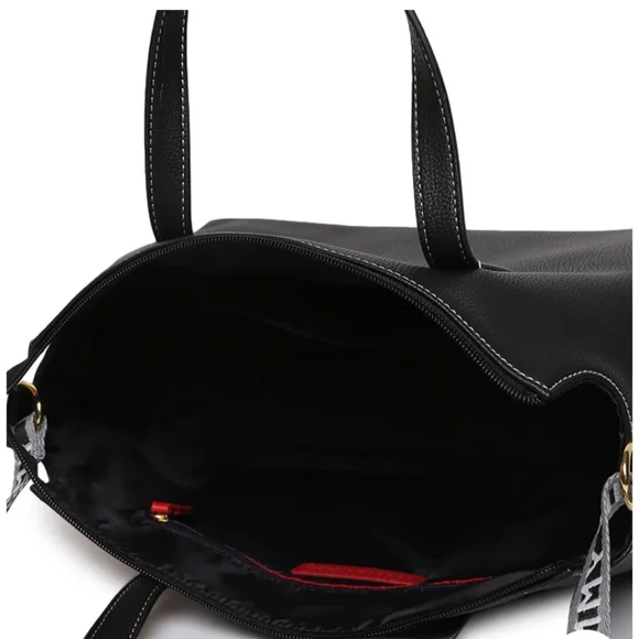 NEW Tommy Hilfiger Women's Gina II Convertible Top Zip Satchel Peb - Bag - Black - Picture 8 of 10